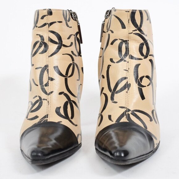 CHANEL Ankle Boots with Black and Cream Design - Picture 11 of 16